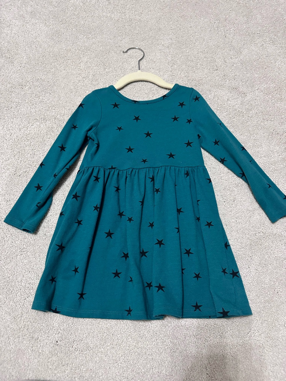 Cat & Jack Teal Long-Sleeve Star Print Dress